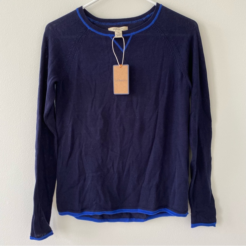 G.H.Bass & Co Women’s Crew Neck Sweater Blue NEW